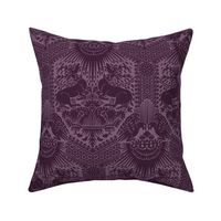 1390 Italian Damask with Deer and Eagles, Aubergine