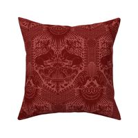 1390 Italian Damask with Deer and Eagles, Dark Red