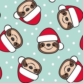 (2" scale) Santa Sloths - Christmas Sloth - mint - C23