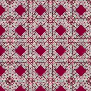 bold geometric - red chequers 