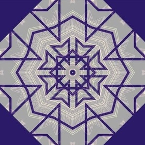 geometric doodle tile - blue