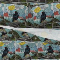 Cornwall chough 18 inch pillow panel