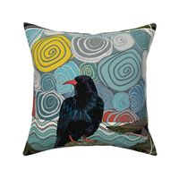Cornwall chough 18 inch pillow panel