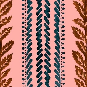 Twill Vine Stripe Peach and Bronze