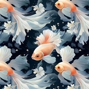 Gilded Serenity: Pastel Goldfish Home Decor Elegance