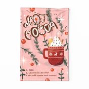 Hot Cocoa Recipe Tea Towel Pink