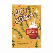 Hot Cocoa Recipe Tea Towel Yellow Mustard