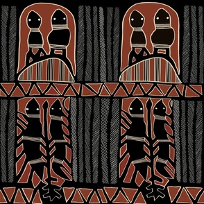 Aboriginal Shaman Spirits - Rust Black Ivory - Tribal Folk Art - Design 15774897