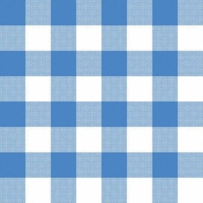 Gingham Check, mid blue (large) - faux weave checkerboard 1" squares