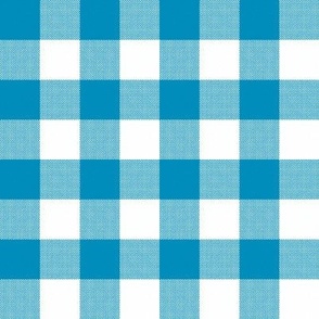 Gingham Check, cyan blue (large) - faux weave checkerboard 1" squares