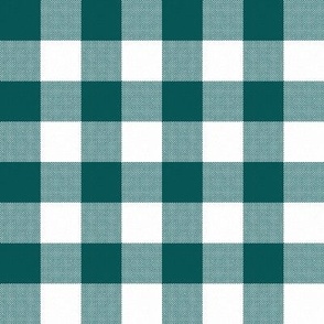 Gingham Check, dark green (large) - faux weave checkerboard 1" squares