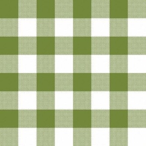 Gingham Check, olive green (large) - faux weave checkerboard 1" squares