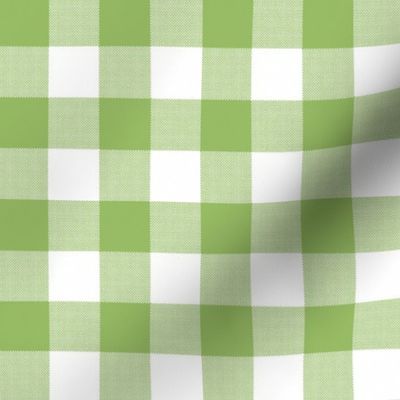 Gingham Check, apple green (large) - faux weave checkerboard 1" squares