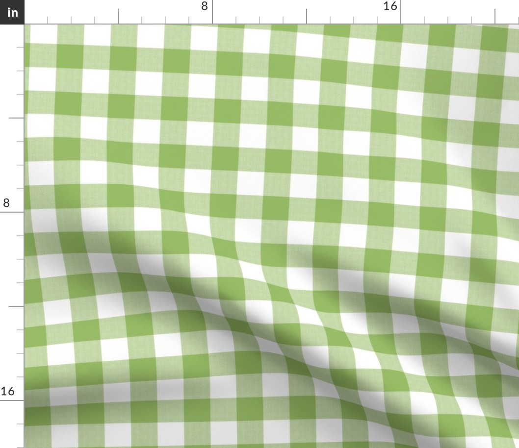 Gingham Check, apple green (large) - faux weave checkerboard 1" squares