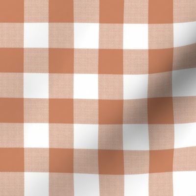 Gingham Check, tan brown (large) - faux weave checkerboard 1" squares