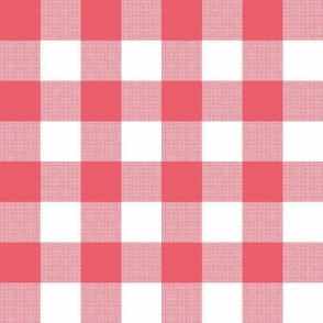 Gingham Check, coral pink (large) - faux weave checkerboard 1" squares