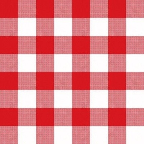 Gingham Check, red (large) - faux weave checkerboard 1" squares