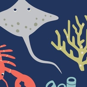 Aquatic Sea Creatures Underwater World Blue