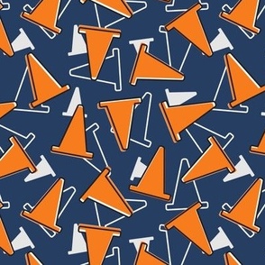 Autocross cones in orange with navy blue, small scale