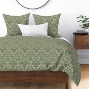 William Morris spring thicket on teal