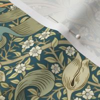 William Morris spring thicket on teal