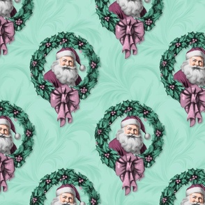 Vintage santa in wreath | Colorized