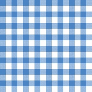Gingham Check, mid blue (medium) - faux weave checkerboard 1/2" squares