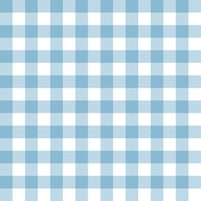 Gingham Check, sky blue (medium) - faux weave checkerboard 1/2" squares