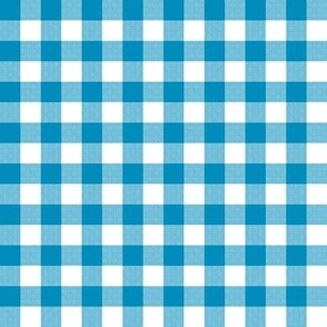 Gingham Check, cyan blue (medium) - faux weave checkerboard 1/2" squares