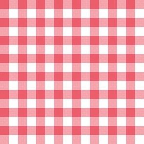 Gingham Check, coral pink (medium) - faux weave checkerboard 1/2" squares