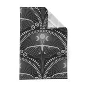 Midnight Luna Moth / Art Deco / Mystical Magical / Dark Moody / Black / Large