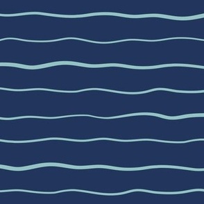 Deep Blue Sea Waves - Nautical Wavy Ocean Stripes