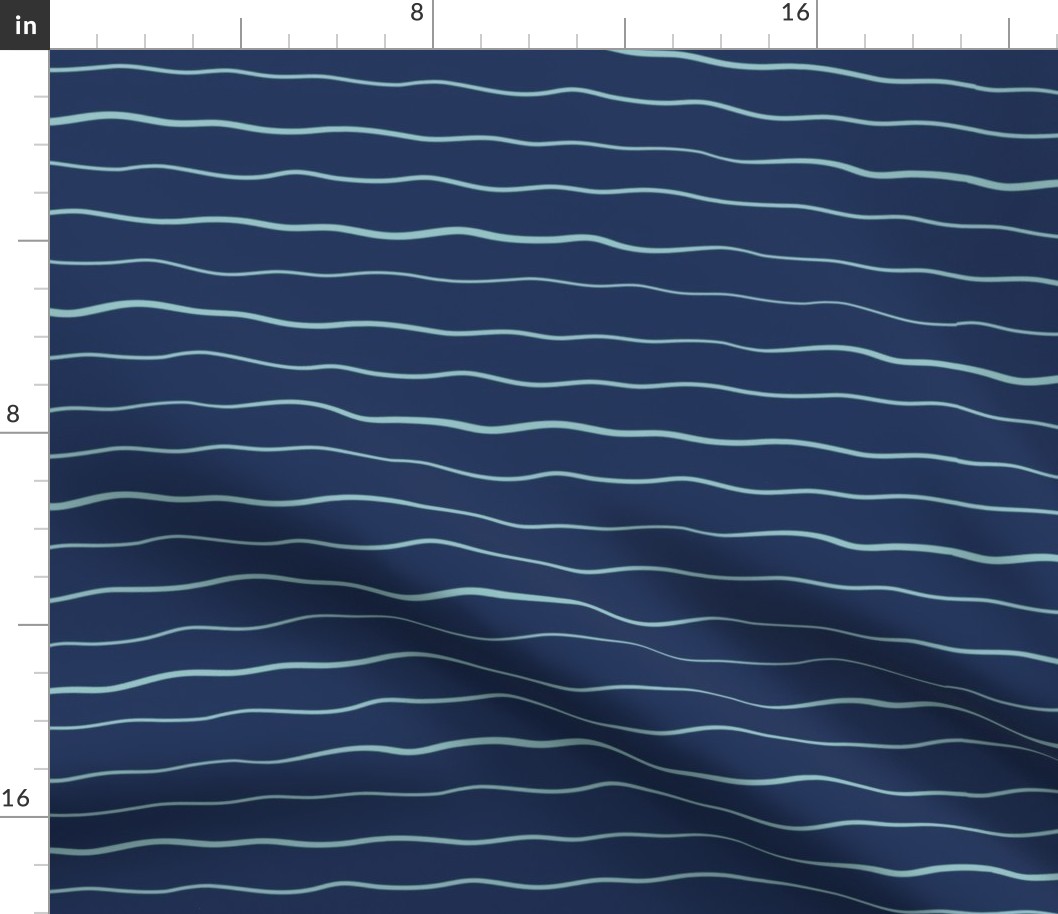 Deep Blue Sea Waves - Nautical Wavy Ocean Stripes