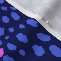 Blue and Pink  Cheetah Spots on Navy Blue Background