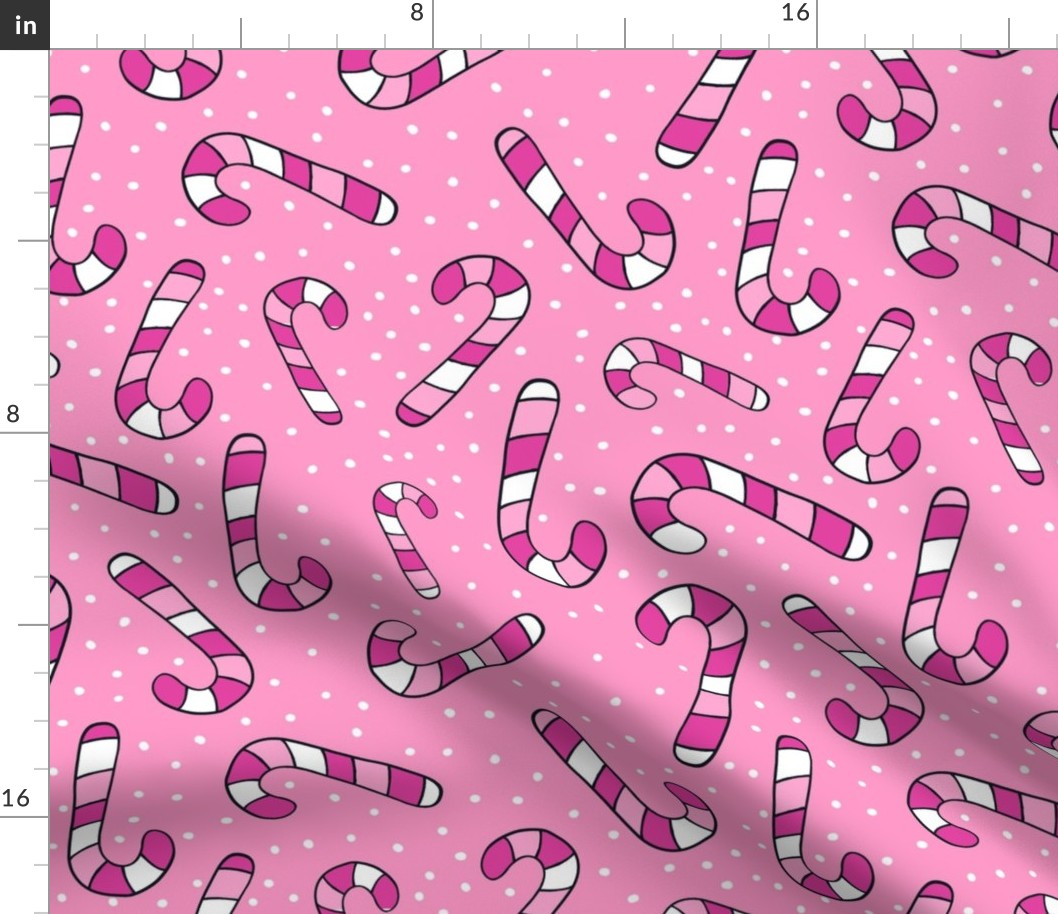 Large Scale Candy Canes Joyful Christmas Doodles in Pink