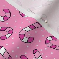 Medium Scale Candy Canes Joyful Christmas Doodles in Pink