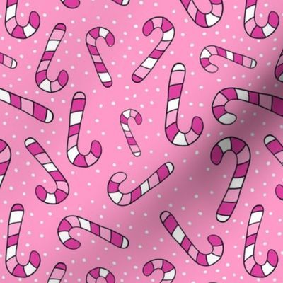 Medium Scale Candy Canes Joyful Christmas Doodles in Pink