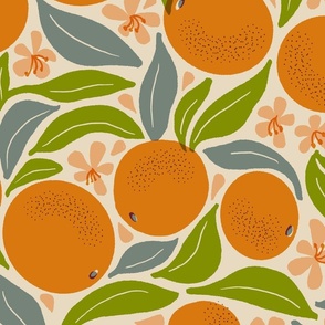 retro summer fruit of tangerine orange and lemon light background large scale