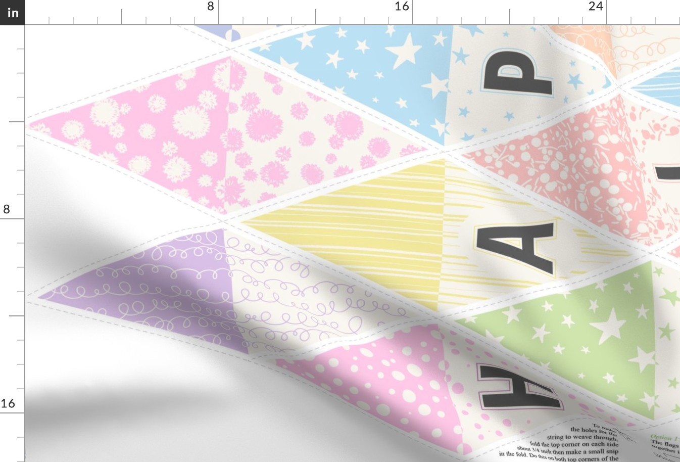 DIY Birthday Banner Pastel Rainbow 54 inch panel Sew or No Sew