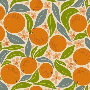 retro summer fruit of tangerine orange and lemon light background small scale