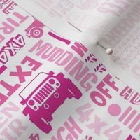 Medium Scale 4x4 Adventures Word Cloud Jeep Off Road Vehicles in Pink