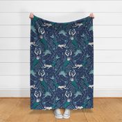 Dance of the Mermaids - Coastal Chic - Classic Navy and Sea Green - extra large