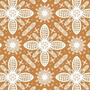 Basket Flowers Grid - Maximalist - Amber c68341 with White