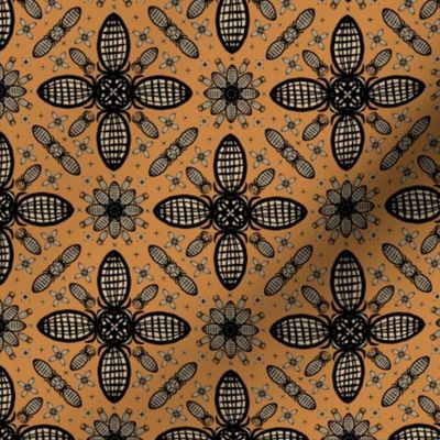 Basket Flowers Grid - Maximalist - Amber c68341 and Light Amber