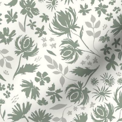 Blooming Floral-Monotone Green