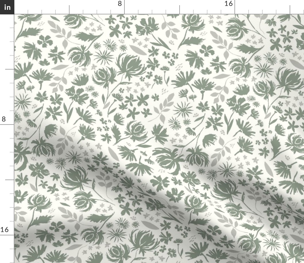 Blooming Floral-Monotone Green