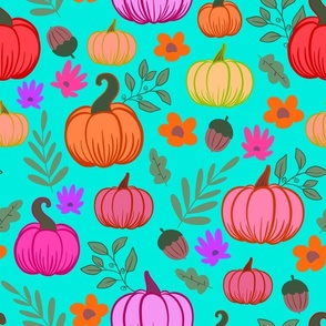 Fall pumpkins - bright turquoise