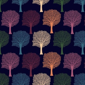 Forest of Trees (Dark Rainbow Field Colourway) - Forest of Trees Mini Collection