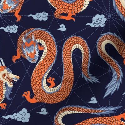 Oriental orange dragons