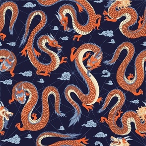 Oriental orange dragons